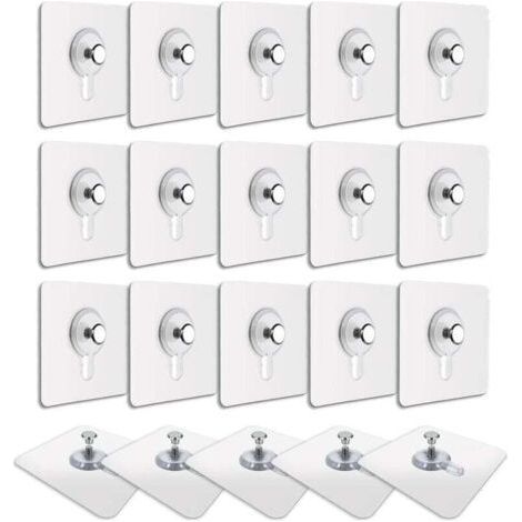 20 Pcs Picture Hangers without Drilling, Frame Fixing Without Drilling, Frame Hangers Without Drilling Removable Waterproof Adhesive Anti-trace Sticker, Transparent Adhesive Picture Hook (1/4)