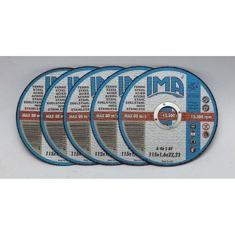 Mola Disco Abrasivo 115mm IMA per Ferro e Inox - Confezione 5 Pz Misura 115x1,6x22
