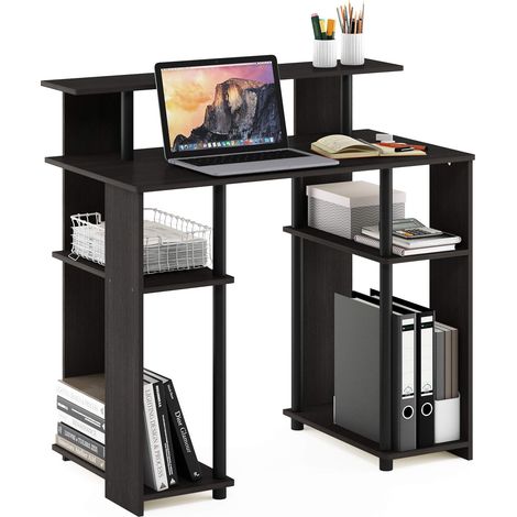 Bureau d'Ordinateur, Noyer, Taille Unique, Bois dense, Noix, One Size (1/5)