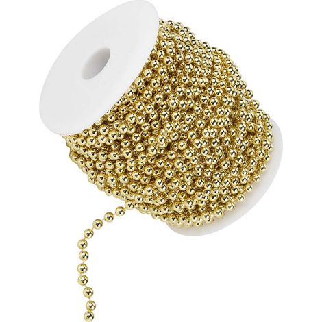Guirlande de perles en fil de nacre électroplaqué, 25 m/rouleau, 6 mm (doré), pour décoration de mariage DIY (1/5)