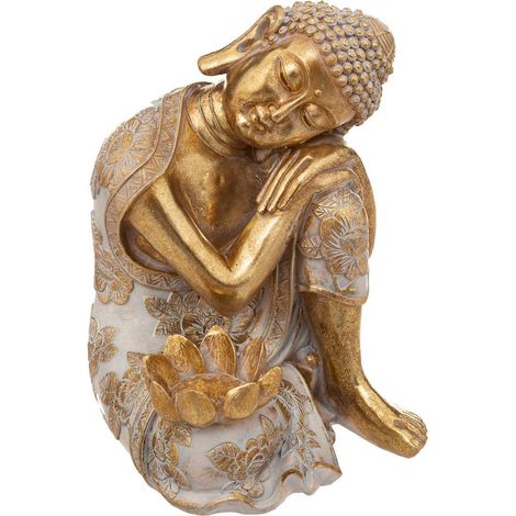 Figur Bouddha Kunstharz - gold - H23 cm