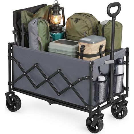 Chariot de transport pliable extérieur jardin 49,5 x 79,5 x 90,5 cm capacité 150 kg design pratique en acier gris ardoise (1/2)