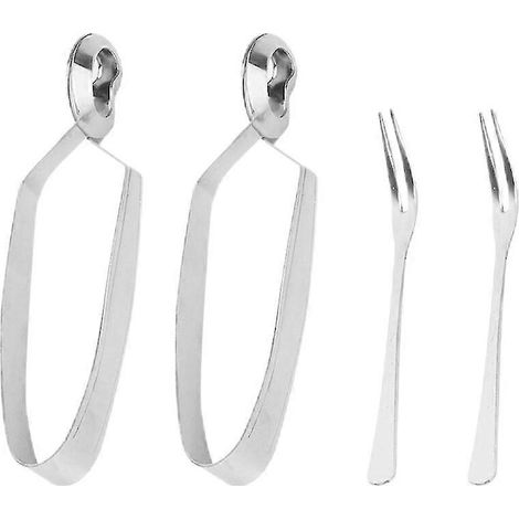 Ensemble de 4 pièces en acier inoxydable comprenant une fourchette à escargots, des fourchettes à cocktail, une pince à escargots et un ensemble de fourchettes à escargots. (1/3)