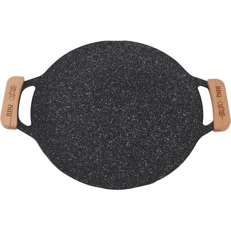 Plaque de cuisson BBQ ronde en métal antiadhésif, poêle à griller multifonction pour camping extérieur (1/5)