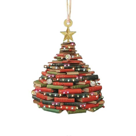 Décoration de sapin de Noël avec des livres empilés - Livre de lecture - Décoration suspendue B (1/5)