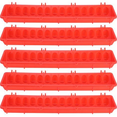 Lot de 5 mangeoires à oiseaux en plastique épais. à suspendre à l'extérieur. pour pigeons. accessoire de cage. rouge (1/3)