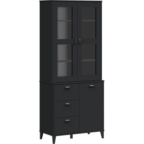 Maison Exclusive - Credenza VIKEN Nera 80x40x190 cm in Legno Massello di Pino