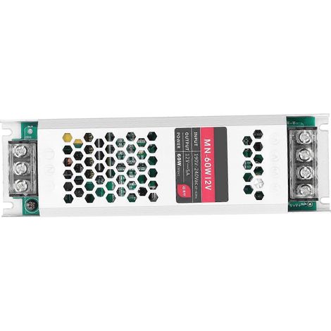 Alimentation à découpage LED, bande longue ultra-mince, adaptateur transformateur étanche, 60 W (DC12 V) (1/4)