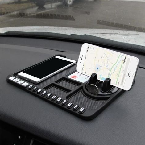 1 pièce Accessoires Voiture, tapis anti-dérapant pour téléphone, support multifonctionnel en PVC, noir, pour utilisation en voiture