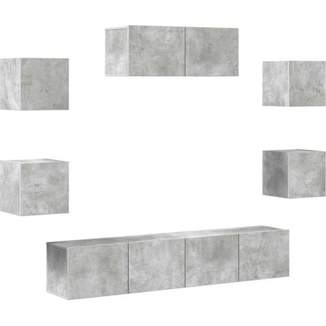 Maison Exclusive - 7-tlg. TV-Schrank-Set Betongrau Holzwerkstoff (1/5)