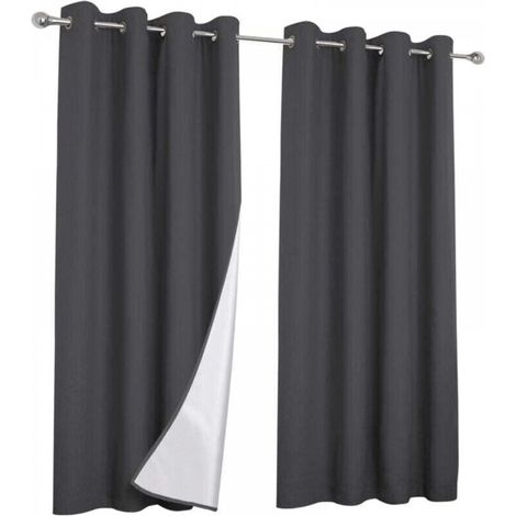 Lot de 2 rideaux thermiques gris anthracite 135x240 cm (1/4)