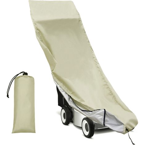 Housse de tondeuse imperméable en tissu avec revêtement argenté, 63,5 x 188 cm (taille universelle), protection contre la pluie, la neige et le soleil, avec sac de rangement. (1/5)