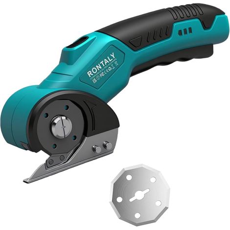 Ciseaux Electrique Cutter Rotatif ÉLectrique 4V Universels avec 2 Lames Sans Fil pour DIY/Papier/Carton/Cuir/Tapis/Plante en Pot/Plastique/PVC (1/5)