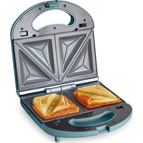 Electric Appareil à Sandwich, Plaques Antiadhésives en Céramique Saine, Croque Monsieur, Presse à Panini, Sans PFAS ou BPA, Multifonctionnel, Température Contrôlée, LED, Fumée Bleu Ciel (1/5)