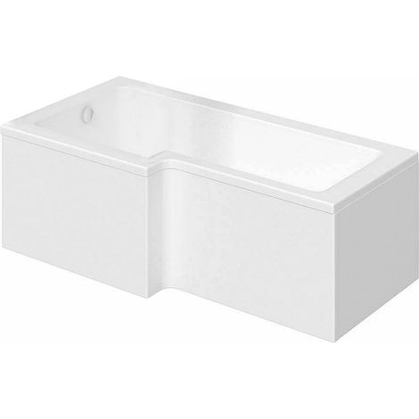 1700 x 850mm Acrylic Square L Shaped Shower Bath - Left Hand (1/2)