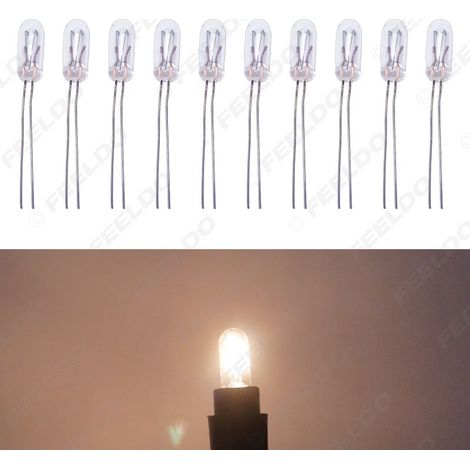 Ampoule halogène T4 12V 1W pour éclairage de tableau de bord de voiture, très populaire, avec lumière blanche chaude.
