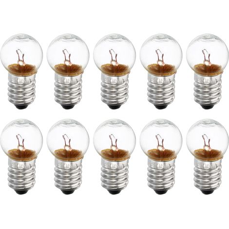 10 Ampoule E10 Miniature DC 4.8V Lumière Jaune Chaude Verre Métal Pour Lampe De Poche Instrumentation Avec Boîte