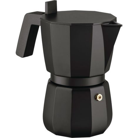 Alessi Moka DC06/6 B Caffettiera in Alluminio Pressofuso 6 Tazze Nera
