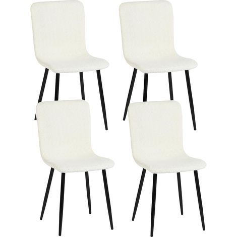 Lot de 4 chaises de Salle à Manger Ergonomiques de Style Scandinave pour Salle à Manger Chambre Bureau et Salon, Blanc, 44x54x87cm (1/5)