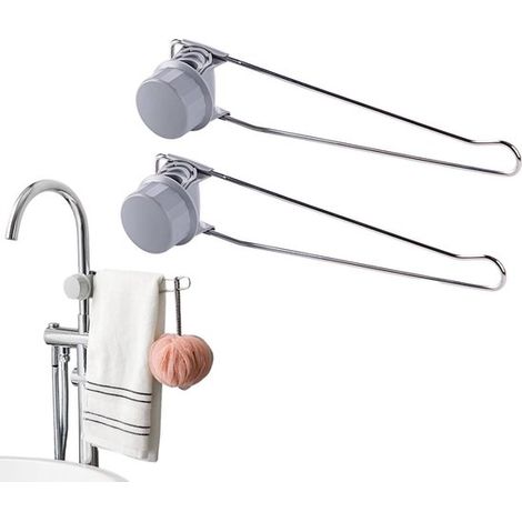 Porte-torchons - Porte-serviettes de cuisine - 30 x 6 x 2,2 cm - Porte-serviettes pour robinet d'évier - Lot de 2 - Acier inoxydable de haute qualité - Accessoires de cuisine - Argent sans perforation (1/5)