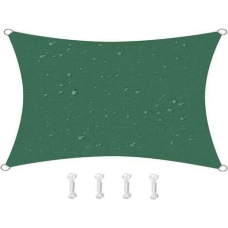 m x 2 m wasserdichtes Sonnensegel mit 95 % UV-Schutz, Oxford-Gewebe, für Terrasse, Balkon, Rasen, Garten, Partys, Outdoor-Aktivitäten (Dunkelgrün)