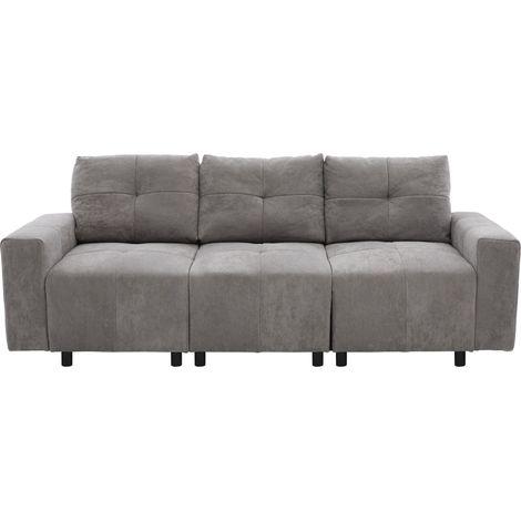 Canapé modulaire 3 places 213 cm, assise et allongement, convertible en lit, profondeur d'assise généreuse jusqu'à 68 cm et réglable, tissu chenille, design compact et droit (1/5)