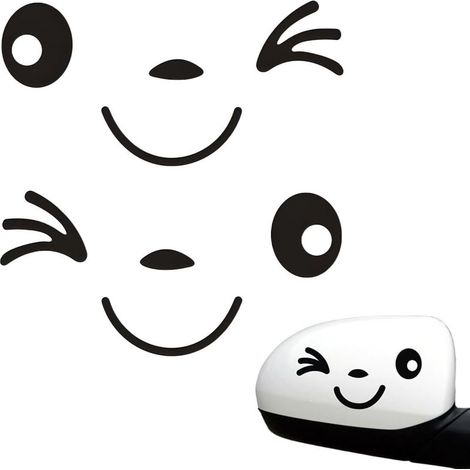 Autocollant 2 Pièces Voiture Sourire, Autocollant Voiture Rétroviseur, Décoratif Mignon pour Extérieur (1/4)