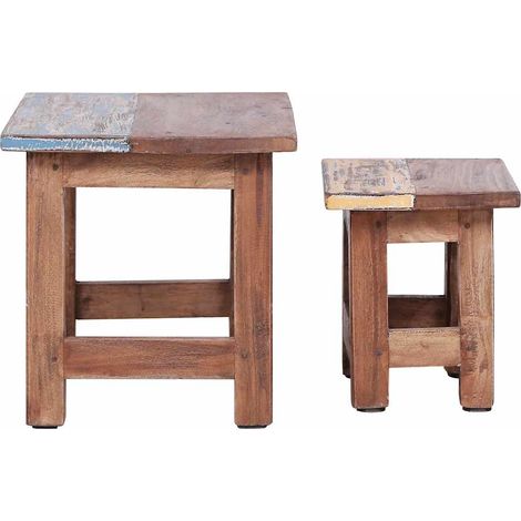 Maison Exclusive - Tavolini Impilabili 2 pz in Legno Massello di Mogano (1/5)
