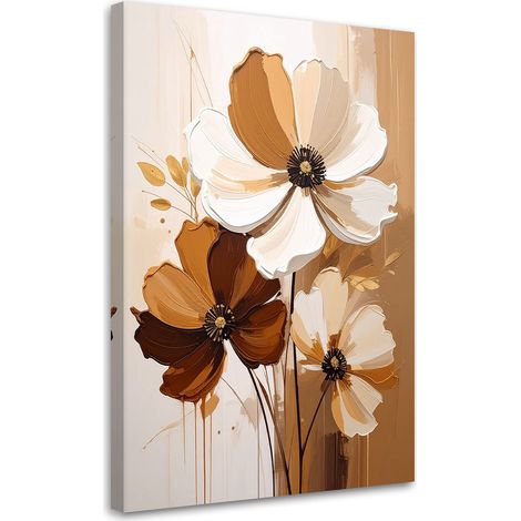 Stampe su Tela, Fiori beige in una delicata composizione decorativa. - 20x30 (1/2)