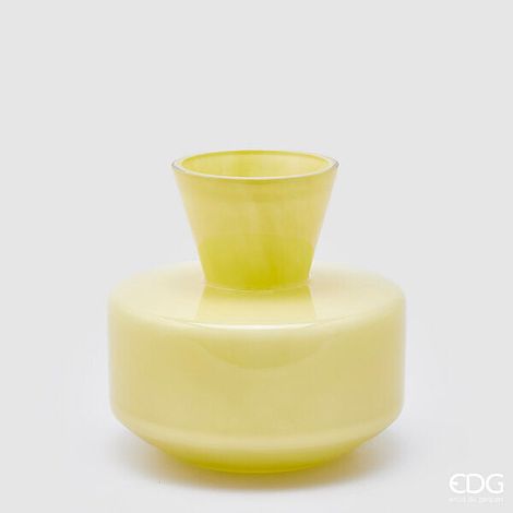 EDG Enzo De Gasperi Vaso Rotondo con Collo H 20 Cm D 21 Cm Waterproof Light Yellow