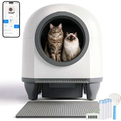 Devoko – Litière auto-nettoyante pour chat – Bac à litière 10L – Élimination des odeurs – Contrôle par application – Pour chats de 1,5 à 10 kg