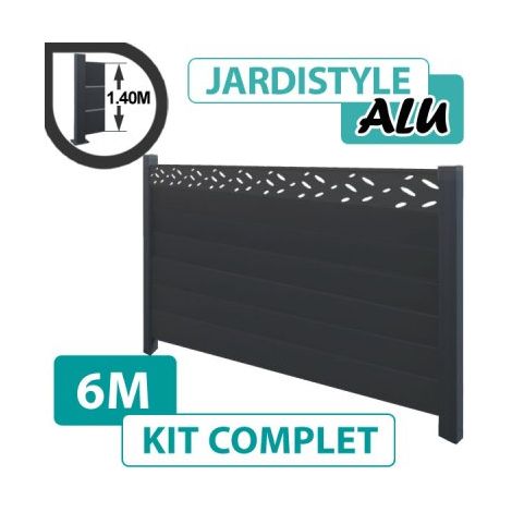 Kit Clôture Aluminium Gris Anthracite 6M - Design - 1,40 mètre (1/4)