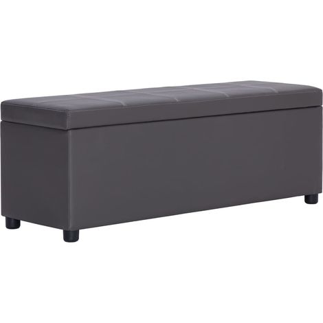 Panca con vano contenitore 116 cm similpelle grigia 020010839