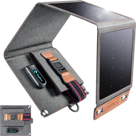Panneau solaire portable 14W – Ultra léger – USB 5V/2.4A – IPX4 – Dimensions ouvertes 66x14.8x3.1 cm – Poids 360g pour activités extérieures