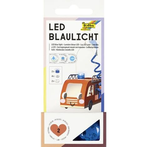 FOLIA 989/2 - LED LUMIÈRE BLEUE, 2 PIÈCES AVECÂŒ€ 3 X 2,3 CM, FRÉQUENCE DE CLIGNOTEMENT DE 3,4 HZ, RÉSISTANT À L'EAU, DURÉE DE F