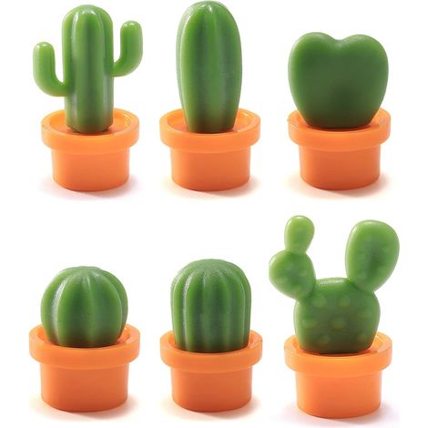 6Pcs Cactus Shape Fridge Magnets Cute Fridge Magnets Refrigerator Stickers for Whiteboard Cabinets Notes Calendar Office Home Decoration (1/5)