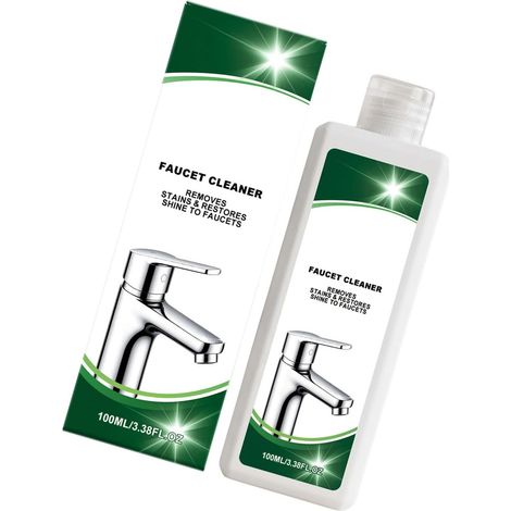 Nettoyant pour robinet 100 ml liquide détachant pour évier de cuisine et accessoires de salle de bain, finition brillante, entretien pour robinet en métal, nettoyant pour lavabo, luminaire chromé (1/5)