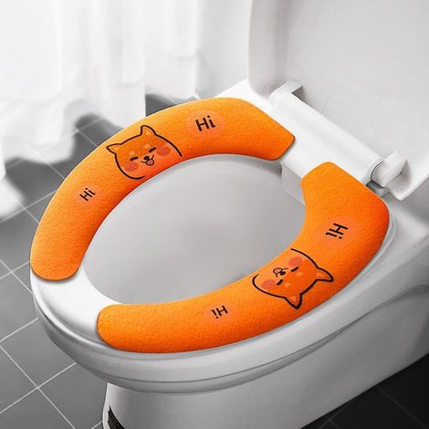 Sets (4 Stück) warme, rutschfeste, waschbare und wiederverwendbare Toilettensitzkissen mit Kleberückseite - Boiper Akita Dog [Erweiterte Version]: (1/5)