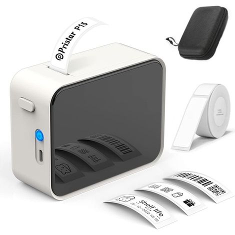 Imprimante d'étiquettes Bluetooth thermique compacte – Impression codes-barres et QR – Résistante à l'eau et à l'huile – Autonomie 4h (1/5)
