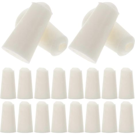 20 Stück Silikonstopfen, Reagenzglas-Verschlussstopfen, Kolbenstopfen, konische Flaschenstopfen-3.3X1.7cm-White (1/4)