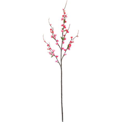 Branche de fleur de cerisier artificielle avec 5 sous-branches Rose rouge 95 cm fleur de soie réaliste faux pêcher pour la décoration de fête de mariage (1/5)