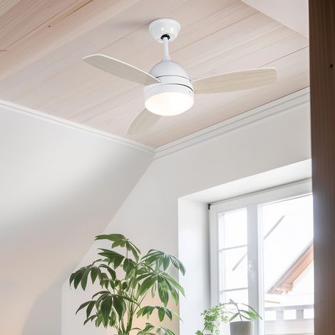 Ceiling Fan White with Wood Print 96cm with Remote Control - Rotar (1/4)