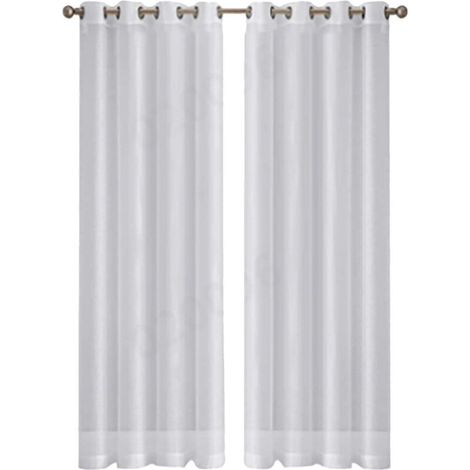 Rideaux en Voile Blanc "Leott" - Aspect Lin Semi-Transparent - Lot de 2 Panneaux 54x84 Pouces (137x213cm) - pour Séjour ou Salle à Manger (1/5)
