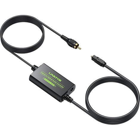 Coaxial vers Optique LINKFOR 192 kHz Câble Coaxial SPDIF Audio Convertisseur support LPCM2.0/ DTS/Dolby AC3/ 5.1CH avec Câble Optique pour HDTV Blu Ray DVD Amps (1/5)