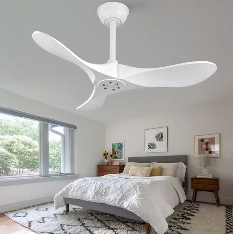 Ventilador de techo de 36 pulgadas con 3 aspas de madera, mando a distancia, 6 velocidades, temporizador y giro reversible, sin luz, para techo bajo  CHICFURN (1/5)