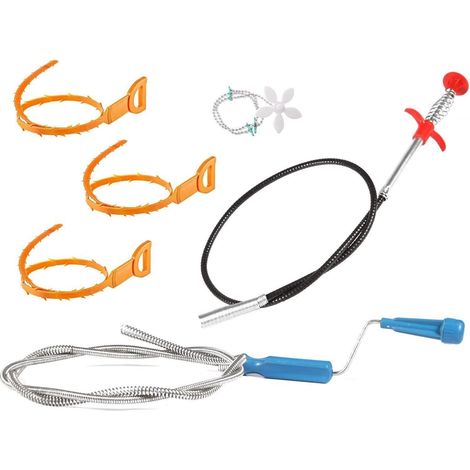 Rohrreinigungsspirale Abflussreiniger Spülbecken Haar 6 1m+1.5m-6Pcs (1/5)