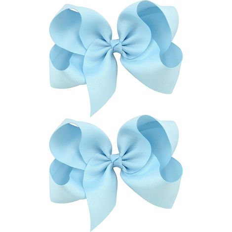 Barrette À Nœud En Ruban Grosgrain - 5 À 6 Pouces - Clip Crocodile 2,2 Pouces - Pour Filles Enfant Et Adolescentes - Lot De 2 Pièces (1/5)