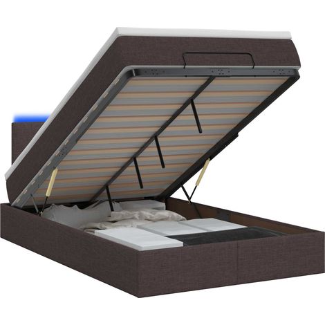 Maison Exclusive - Lit coffre avec matelas et LED Marron foncé 120 x 190 cm Tissu (1/5)