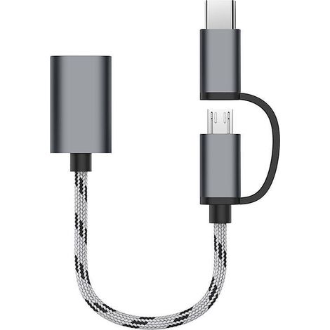 gris Clamp Adaptateur Usb C/micro Usb Vers Usb, Convertisseur Micro Usb/usb-c Vers Usb 3.0, Cble Adaptateur Otg Compatible Avec Macbook, Tlphones (1/5)