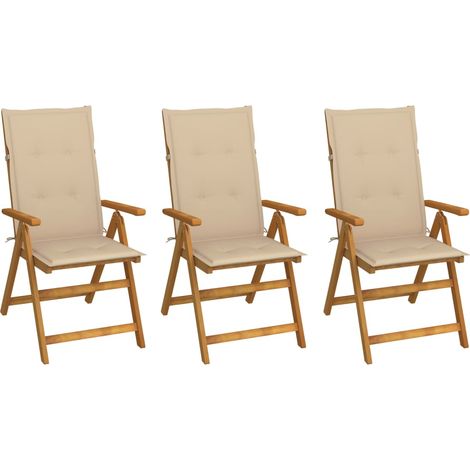 Klappbare Gartenstühle 3 Stk. mit Auflagen Massivholz Akazie